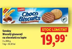 Lidl Sondey Biscuiți glazuraţi cu ciocolată cu lapte Ofertă