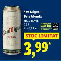 Lidl San Miguel Bere blondă Ofertă