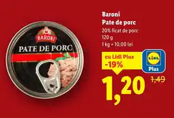Lidl Baroni Pate de porc Ofertă