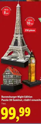 Lidl Ravensburger Night Edition Puzzle 3D iluminat, clădiri renumite Ofertă