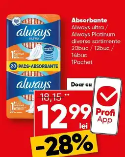 PROFI Absorbante Always ultra/ Always Platinum Ofertă