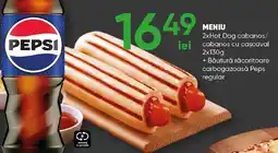 PROFI Meniu 2xHot Dog cabanos/ cabanos cu caşcaval + Băutură răcoritoare carbogazoasă Peps regular Ofertă