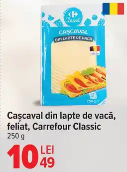 Carrefour Caşcaval din lapte de vacă, feliat, Carrefour Classic Ofertă