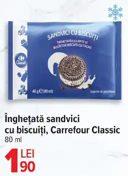 Carrefour îngheţată sandvici cu biscuiți, Carrefour Classic Ofertă
