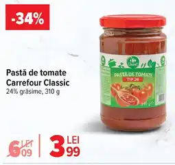 Carrefour Pastă de tomate Carrefour Classic 24% grăsime Ofertă