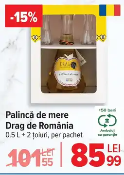 Carrefour Palincă de mere Drag de România Ofertă