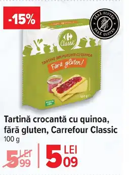 Carrefour Tartinǎ crocantă cu quinoa, fără gluten, Carrefour Classic Ofertă