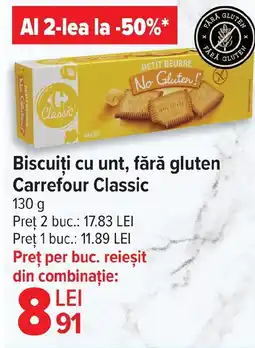 Carrefour Biscuiți cu unt, fără gluten Carrefour Classic Ofertă