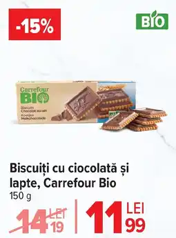 Carrefour Biscuiți cu ciocolată şi lapte, Carrefour Bio Ofertă