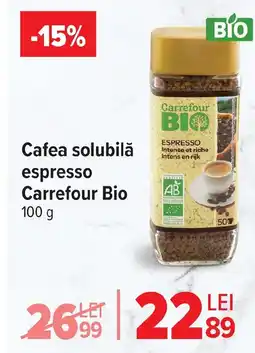 Carrefour Cafea solubilǎ espresso Carrefour Bio Ofertă