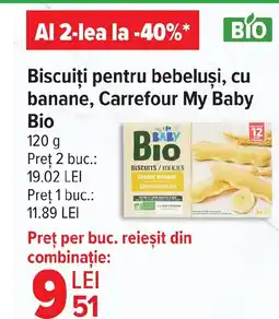 Carrefour Biscuiți pentru bebeluşi, cu banane, Carrefour My Baby Bio Ofertă