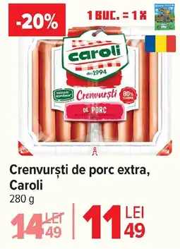 Carrefour Market Crenvurști de porc extra, Caroli Ofertă