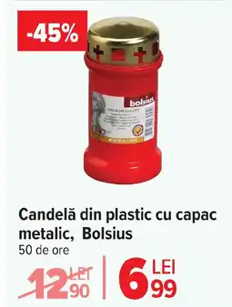 Carrefour Market Candelă din plastic cu capac metalic, Bolsius Ofertă