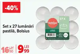 Carrefour Market Set x 27 lumânări pastilǎ, Bolsius Ofertă