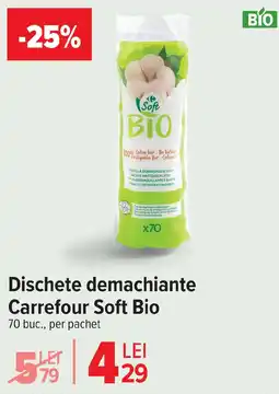 Carrefour Market Dischete demachiante Carrefour Soft Bio Ofertă