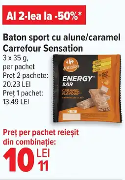 Carrefour Baton sport cu alune/caramel Carrefour Sensation Ofertă