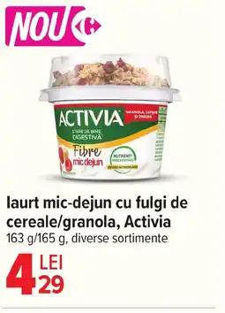 Carrefour laurt mic-dejun cu fulgi de cereale/granola, Activia Ofertă