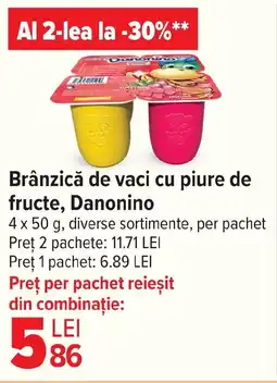 Carrefour Brânzică de vaci cu piure de fructe, Danonino Ofertă