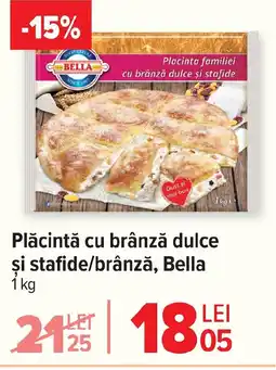 Carrefour Plăcintă cu brânză dulce şi stafide/brânză, Bella Ofertă