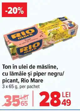 Carrefour Ton în ulei de măsline, cu lămâie şi piper negru/ picant, Rio Mare Ofertă
