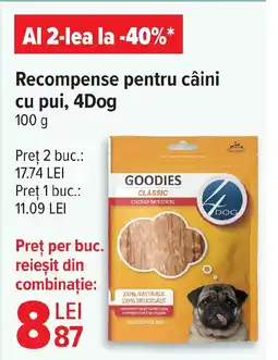 Carrefour Recompense pentru câini cu pui, 4Dog Ofertă