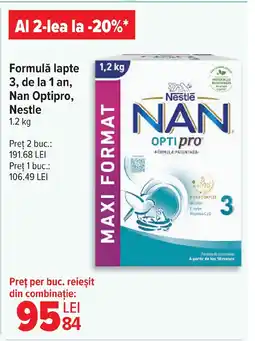 Carrefour Formulă lapte 3, de la 1 an, Nan Optipro, Nestle Ofertă