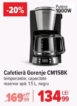 Carrefour Cafetieră Gorenje CM15BK Ofertă