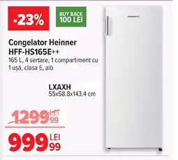 Carrefour Congelator Heinner HFF-HS165E++ Ofertă