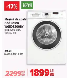 Carrefour Maşină de spălat rufe Bosch WGE03200BY Ofertă