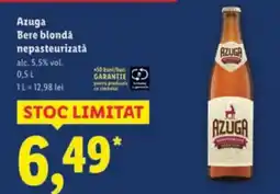 Lidl Azuga Bere blondå nepasteurizată Ofertă