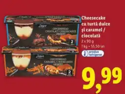 Lidl Deluxe Cheesecake cu turtă dulce şi caramel/ ciocolată Ofertă