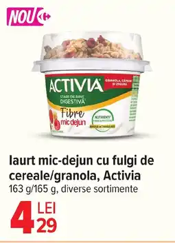 Carrefour Market laurt mic-dejun cu fulgi de cereale/granola, Activia Ofertă