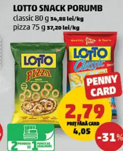 Penny Lotto snack porumb Ofertă