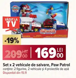 Carrefour Set x 2 vehicule de salvare, Paw Patrol Ofertă
