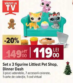 Carrefour Set x 3 figurine Littlest Pet Shop, Dinner Dash Ofertă