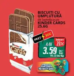 Diana Supermarket Biscuiti cu umplutură de lapte&cacao KINDER cards Ofertă