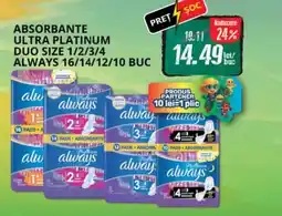 Diana Supermarket Absorbante ultra platinum duo size 1/2/3/4 ALWAYS 16/14/12/10 BUC Ofertă