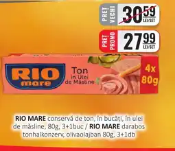 CBA RIO MARE conservă de ton, în bucăți, în ulei de măsline Ofertă