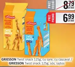 CBA GRIESSON Twist snack, cu sare, cu caşcaval Ofertă