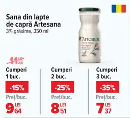Carrefour Sana din lapte de capră Artesana 3% grăsime Ofertă