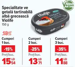 Carrefour Specialitate ve getală tartinabilă albă grecească Violife Ofertă