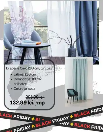 Draperie Cielo 280 cm, turcoaz