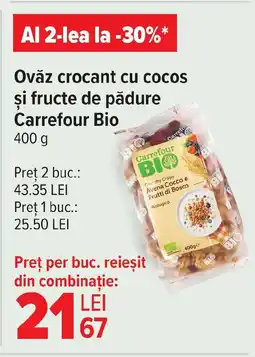 Carrefour Ovǎz crocant cu cocos şi fructe de pădure Carrefour Bio Ofertă