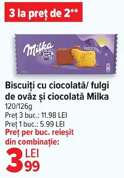 Carrefour Biscuiți cu ciocolată/ fulgi de ovăz şi ciocolată Milka Ofertă