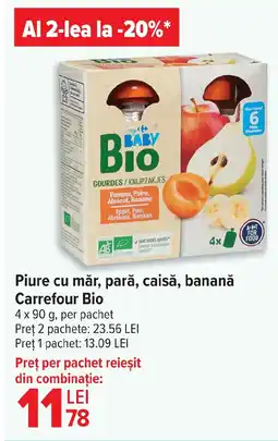 Carrefour Piure cu măr, pară, caisă, banană Carrefour Bio Ofertă