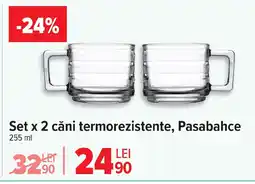 Carrefour Set x 2 căni termorezistente, Pasabahce Ofertă