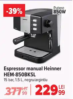 Carrefour Espressor manual Heinner HEM-850BKSL Ofertă