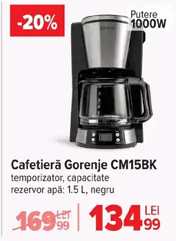 Carrefour Cafetieră Gorenje CM15BK Ofertă