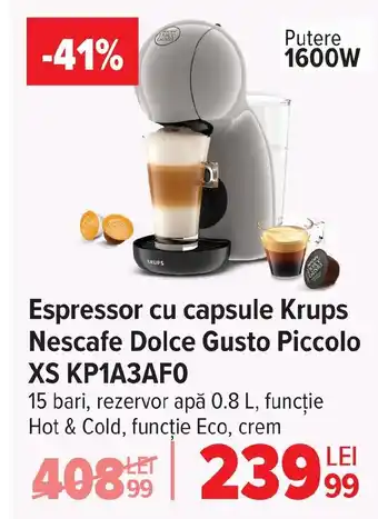 Espressor cu capsule Krups Nescafe Dolce Gusto Piccolo XS KP1A3AFO