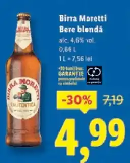Lidl Birra Moretti Bere blondä Ofertă
